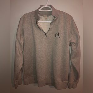 Large Calvin Klein Gray Half-zip Sweater